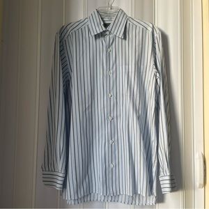 Ermenegildo Zegna blue white striped dress shirt button up men’s size medium M